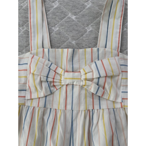 Janie and Jack Jumpsuit Girls 12 White Multicolor Stripe Bow AERIN x Wide Leg - Picture 4 of 6